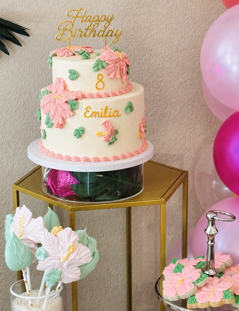 Tropical Hibiscus Ruffle Cake