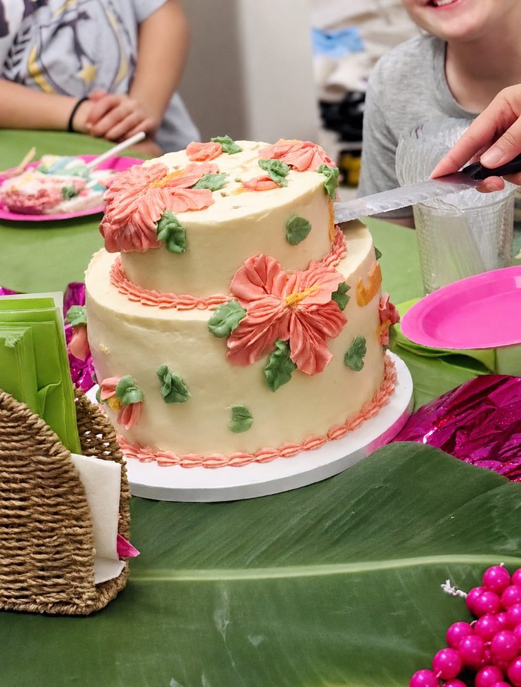 Tropical Hibiscus Ruffle Cake