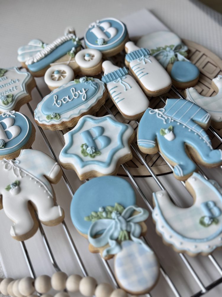Light Blue Baby Shower Floral Design