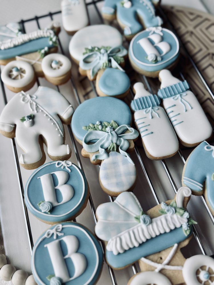 Light Blue Baby Shower Floral Design