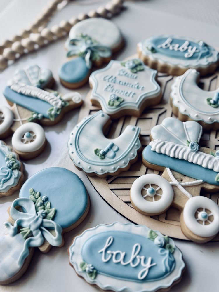 Light Blue Baby Shower Floral Design