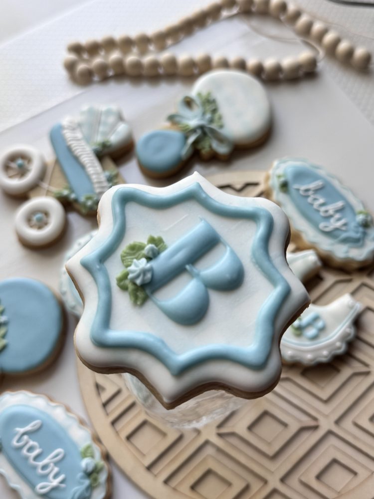 Light Blue Baby Shower Floral Design