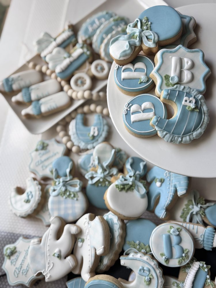 Light Blue Baby Shower Floral Design